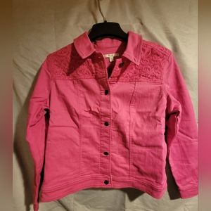 NWOT Liz Claiborne pink denim jacket sz 18W
